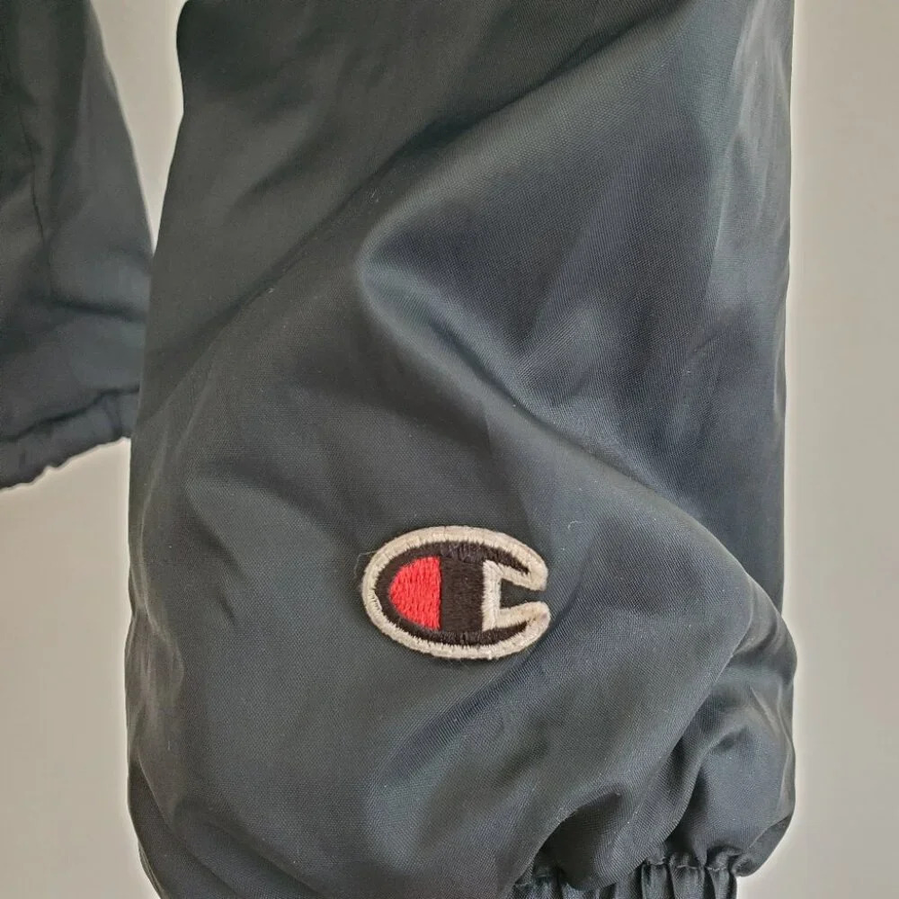 CHAMPION | Vintage Navy Blue Snap Closure Fleece Faux Fur Lined Jacket (Sz S) - Picture 4 of 7
